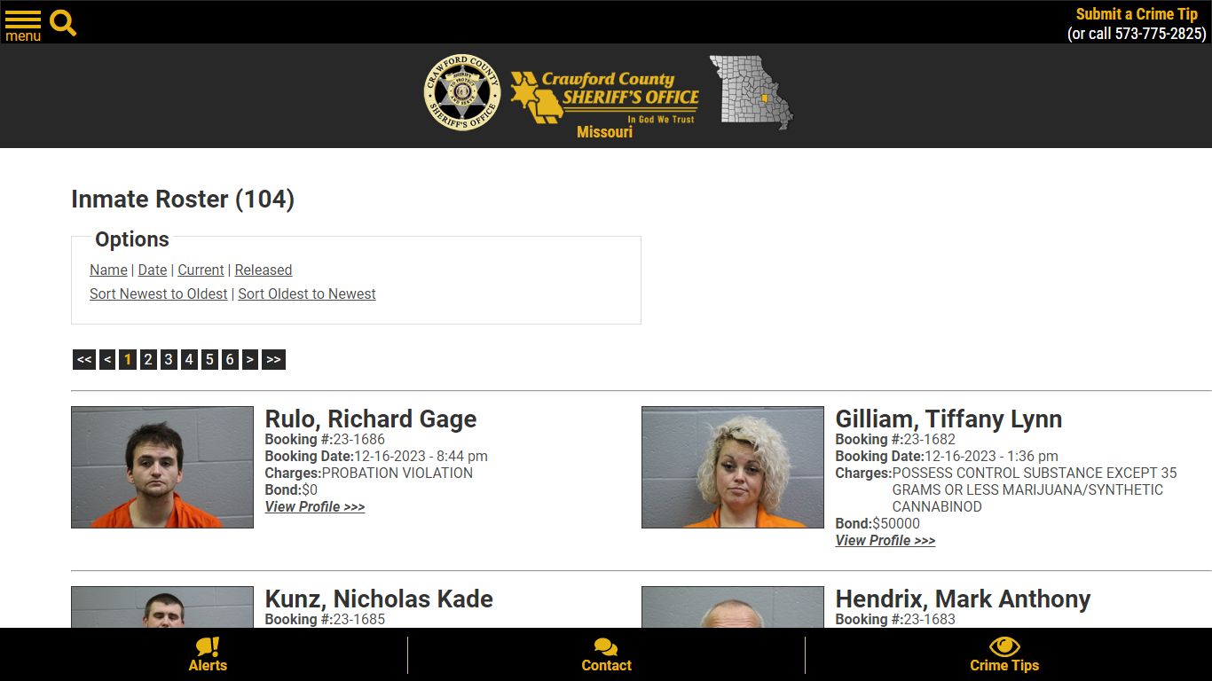 Inmate Roster (109) - Crawford County Sheriff MO